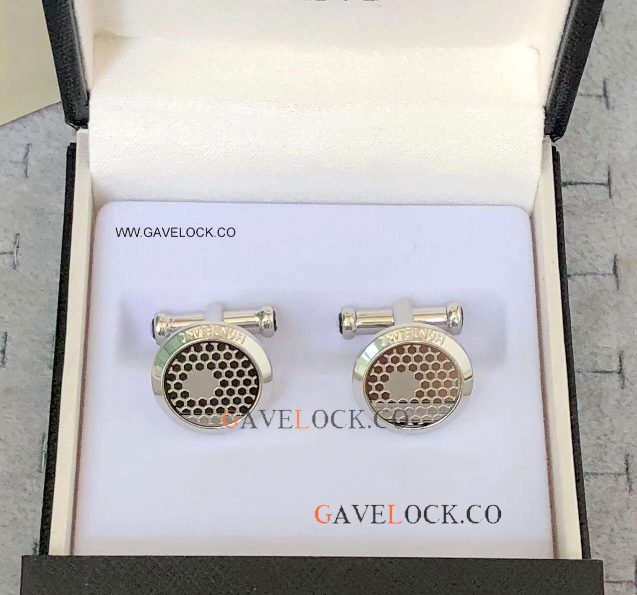 All Silver Mont blanc Cufflinks Honeycomb Model